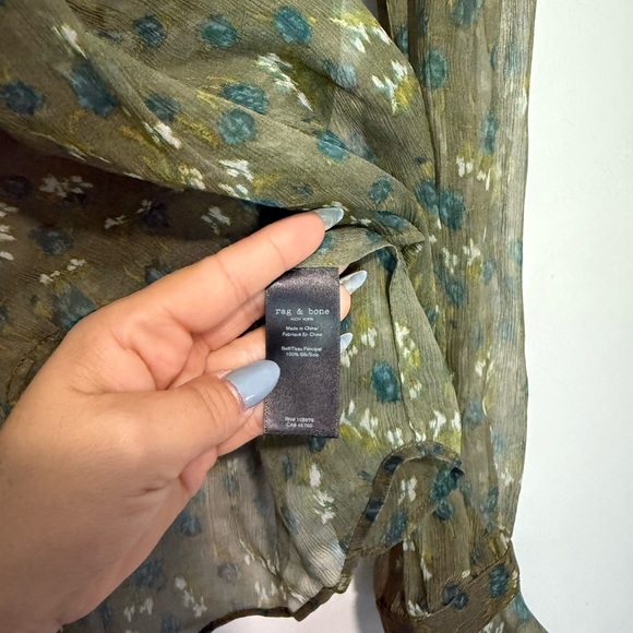 RAG & BONE Susan Long Sleeve Silk Chiffon Blouse Long Sleeve Size Large - Picture 6 of 7